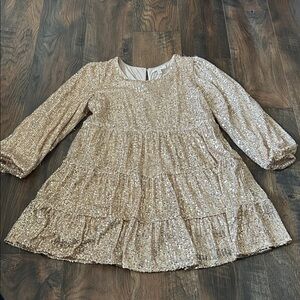 Chelsea & Violet Gold Sequin shimmer girl dress sz L 14